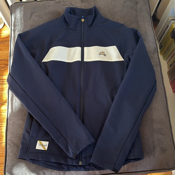 Tracksmith Eliot Track Jacket Women’s Small Navy/Ivory - Picture 2 of 6